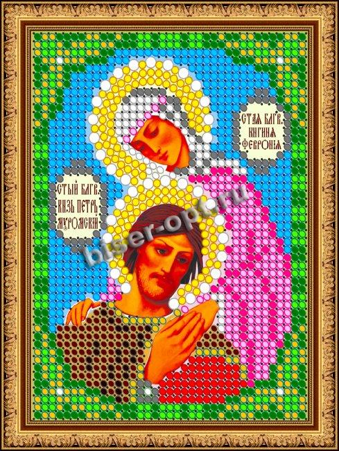 «Светлица» рисунок на ткани для вышивания бисером 418ЛМ «Св. Петр и Феврония» 7,5*10см (1шт) цвет:418ЛМ