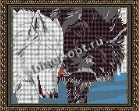 «Светлица» рисунок на ткани для вышивания бисером К-552П «Волки» 24*30см (1шт) цвет:К-552П