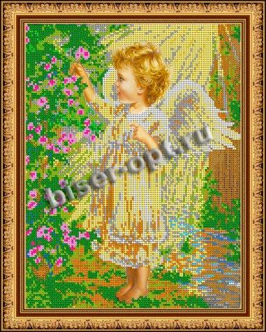 «Светлица» набор для вышивания бисером №467 «Ангелочек в саду» бисер Чехия 24*30см (1шт) цвет:467