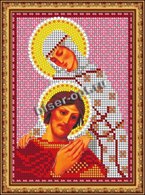 «Светлица» рисунок на ткани для вышивания бисером 418М «Св.Блгв.Петр и Феврония» 12*16см (1шт) цвет:418М