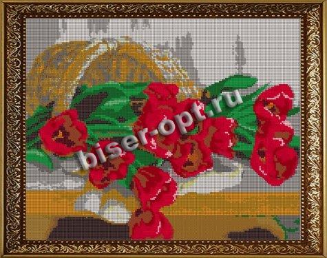 ВЛ-008 «Тюльпаны» 38*30см схема для вышивания бисером «Вышивочка» (1шт) цвет:ВЛ-008
