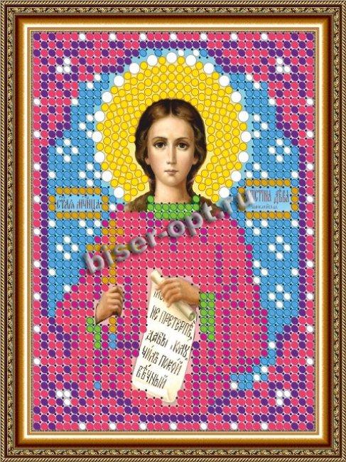 «Светлица» рисунок на ткани для вышивания бисером 724ЛМ «Св. Мца Кристина» 7,5*10см (1шт) цвет:724ЛМ