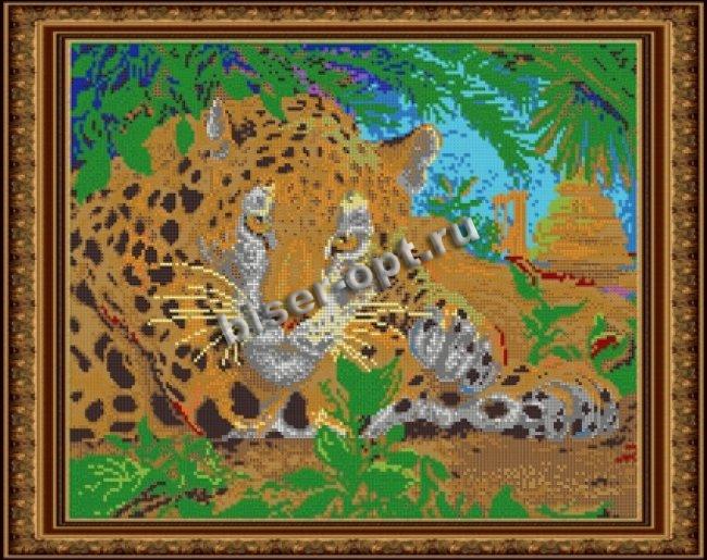 «Диамант» набор со стразами в подарочной картонной упаковке ДК-424П «Леопард» 48*38см (1шт) цвет:ДК-424П