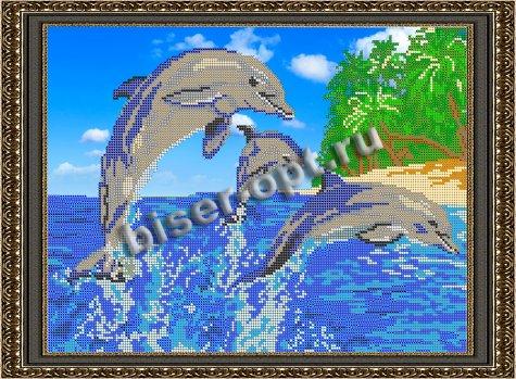 «Светлица» набор для вышивания бисером №021 «Дельфины» бисер Чехия 35,9*26,4см (1шт) цвет:021