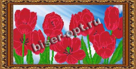 «Светлица» набор для вышивания бисером №018 «Тюльпаны» бисер Чехия 38,2*19,7см (1шт) цвет:018
