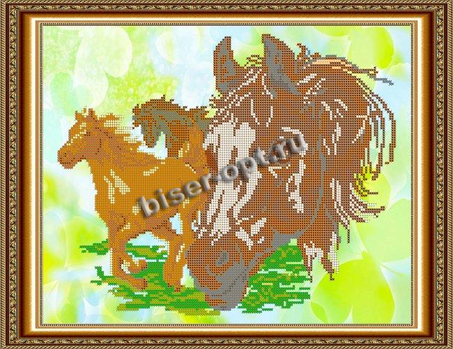 «Светлица» рисунок на ткани для вышивания бисером К-033 «Лошадки» 34,8*26,9см (1шт) цвет:К-033