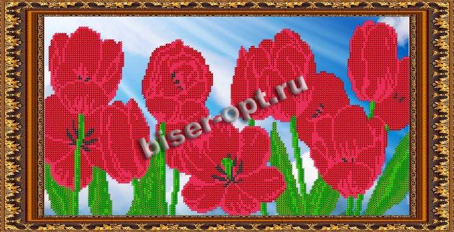 «Светлица» рисунок на ткани для вышивания бисером К-018 «Тюльпаны» 38,2*19,7см (1шт) цвет:К-018