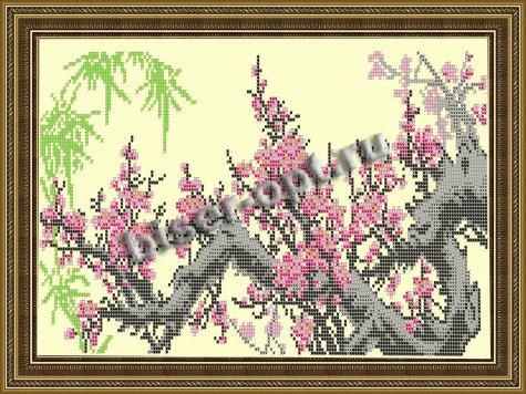 «Светлица» рисунок на ткани для вышивания бисером К-034 «Сакура» 36,6*18,8см (1шт) цвет:К-034