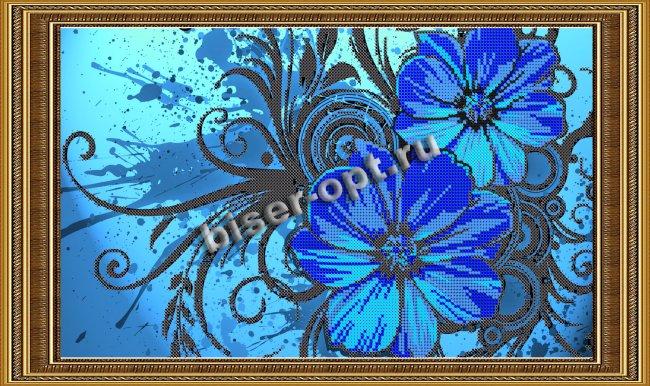 «Светлица» рисунок на ткани для вышивания бисером К-038 «Синие цветы» 37,7*22,4см (1шт) цвет:К-038