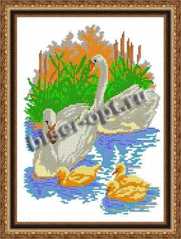 «Светлица» рисунок на ткани для вышивания бисером К-031 «Лебеди» 24,9*31,9см (1шт) цвет:К-031