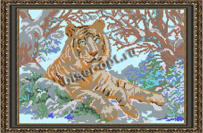 «Светлица» набор для вышивания бисером №061 «Тигр в зимнем лесу» бисер Чехия 38,4*25,2см (1шт) цвет:061