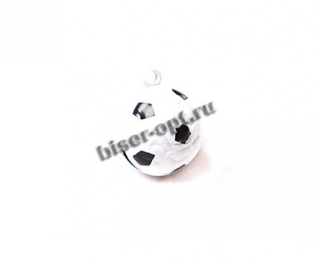 Бубенчик декоративный металл FS 001-B "Футбольный мячик" d 18мм (5шт) цвет:цветной