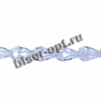 Бусины граненые стекло "А" на нитях "капля" 8*12мм 60шт+/-1шт (1нит) цвет:001-прозрачный