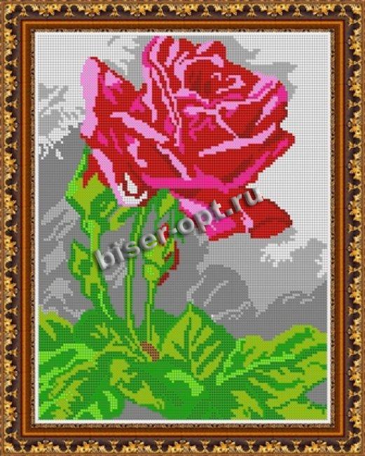«Диамант» схема на атласе с клеевым покрытием для алмазной вышивки ДК-263 «Роза» 30*38см (1шт) цвет:ДК-263