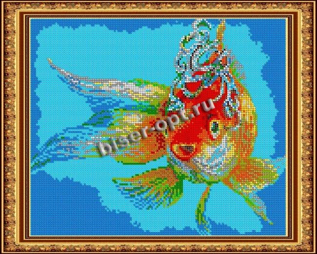 «Диамант» набор на атласе со стразами ДК-349П «Золотая рыбка» 38*30см (1шт) цвет:ДК-349