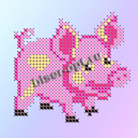 ВЛД-03 «Веселая свинка» 9*9см схема на атласе для вышивания бисером «Вышивочка» (1шт) цвет:ВЛД-03