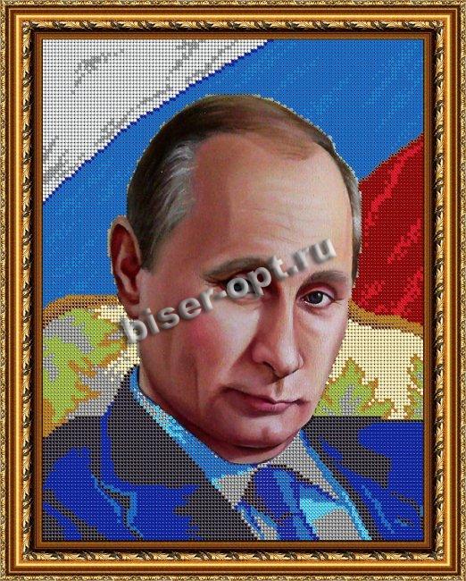 «Диамант» набор на атласе со стразами ДК-460 «Путин В.В.» 30*38см (1шт) цвет:ДК-460