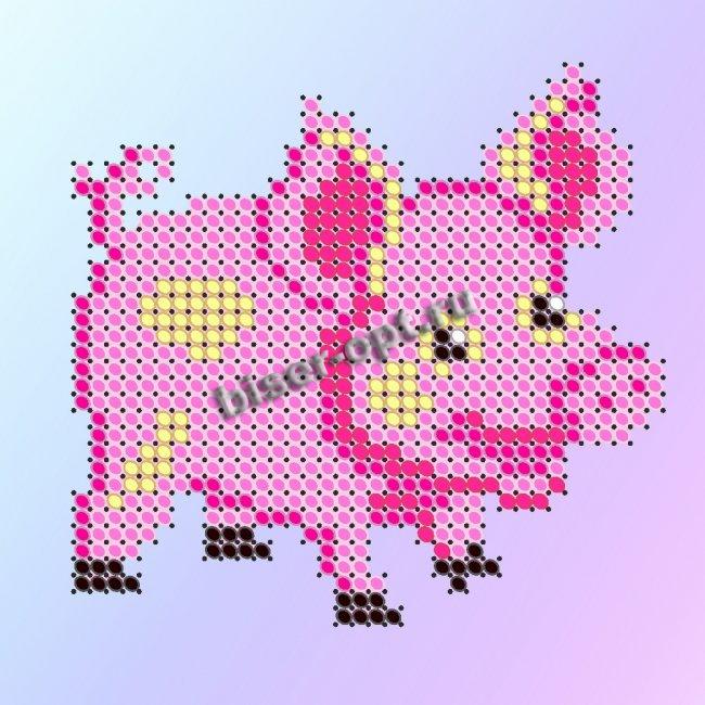 ВЛД-03 "Веселая свинка" 9*9см набор для вышивания чешским бисером "Вышивочка" (1шт) цвет:ВЛД-03