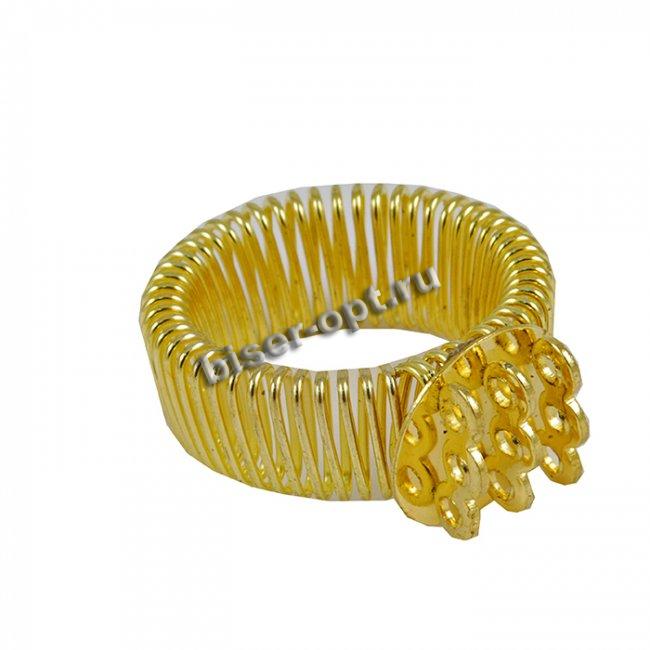 Основа-пружина для колец регулируемая с 9 петельками (100шт) цвет:золото
