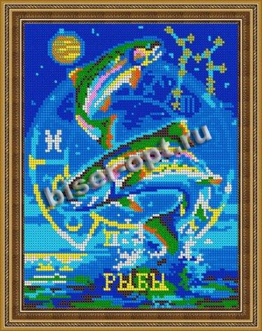 «Диамант» набор на атласе со стразами ДК-481П «Рыбы» 24*30,5см (1шт) цвет:ДК-481П
