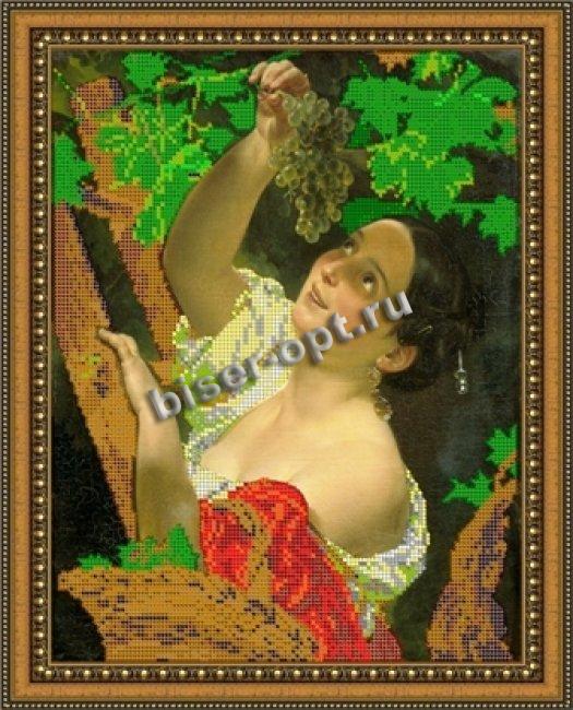 «Светлица» набор для вышивания бисером №243 «Девушка с виноградом» бисер Чехия 24*30см (1шт) цвет:243