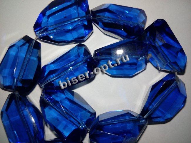 Бусины стекло 5503 граненые "кристалл" на нитке 26*20*13мм 12шт (1нит) цвет:220-синий