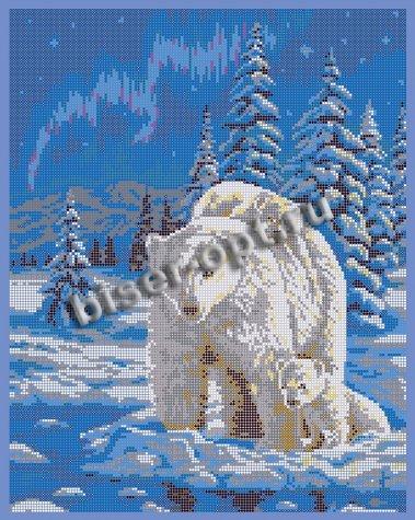 «Диамант» набор со стразами в подарочной картонной упаковке ДВЛ-215П «Белые медведи» 38*48см (1шт) цвет:ДВЛ-215П