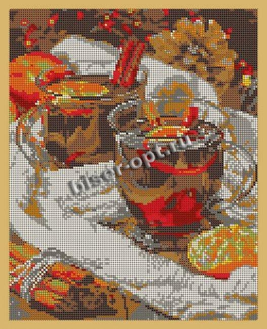 ВЛ-192П "Чай, мандарин и корица" 24*30см набор для вышивания чешским бисером "Вышивочка" (1шт) цвет:ВЛ-192П