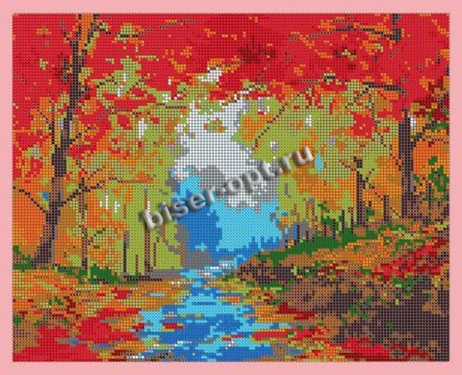 ВЛ-194П "Осенний пейзаж" 30*24см набор для вышивания чешским бисером "Вышивочка" (1шт) цвет:ВЛ-194П