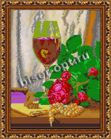 «Диамант» схема с клеевым покрытием для алмазной вышивки ДК-389 «Бокал вина» 30*38см (1шт) цвет:ДК-389