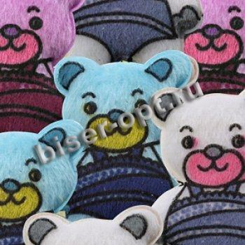 Нашивка объемная флис №3467 "медвежонок" 4,2*5,8см (100шт) цвет:026-голубой
