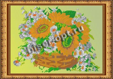 «Светлица» рисунок на ткани для вышивания бисером К-133 «Цветы в корзине» 49*34,6см (1шт) цвет:К-133