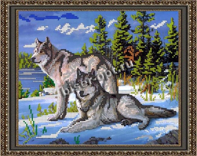 «Светлица» рисунок на ткани для вышивания бисером К-161 «Волки» 24*19см (1шт) цвет:К-161