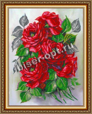 «Светлица» набор для вышивания бисером №107 «Садовые розы» бисер Чехия 38*48см (1шт) цвет:107