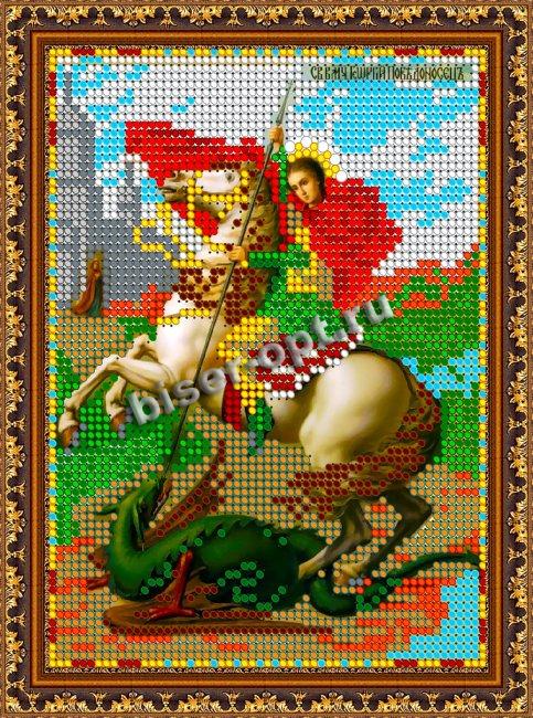 «Светлица» рисунок на ткани для вышивания бисером 313М «Св.Георгий Победоносец» 12*16см (1шт) цвет:313М