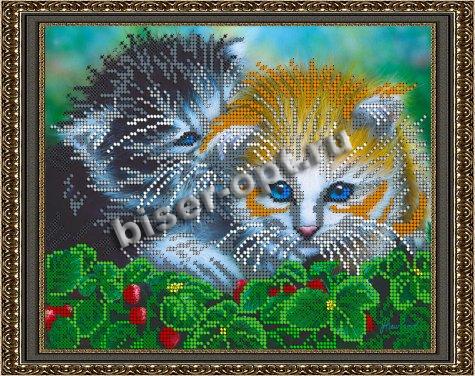 «Светлица» набор для вышивания бисером №186 «Котики» бисер Чехия 24*19см (1шт) цвет:186