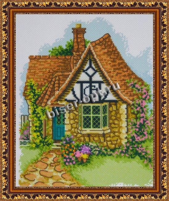 Рисунок на канве для вышивания крестом КР-17 "Дом в цветах" 24*18,6см (1шт) цвет:КР-17