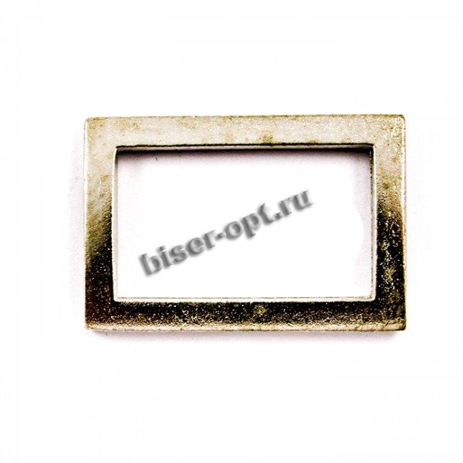 Рамка металл 7936 "прямоугольник"  35*20мм, толщина 5мм (200шт) цвет:м. серебро