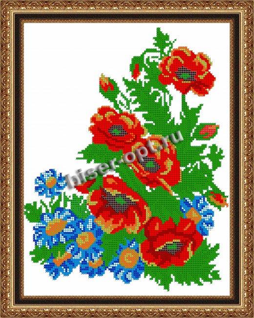 «Светлица» рисунок на ткани для вышивания бисером К-219 «Полевые цветы» 24*30см (1шт) цвет:К-219