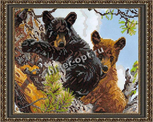 «Светлица» рисунок на ткани для вышивания бисером К-238 «Медвежата» 24*19см (1шт) цвет:К-238
