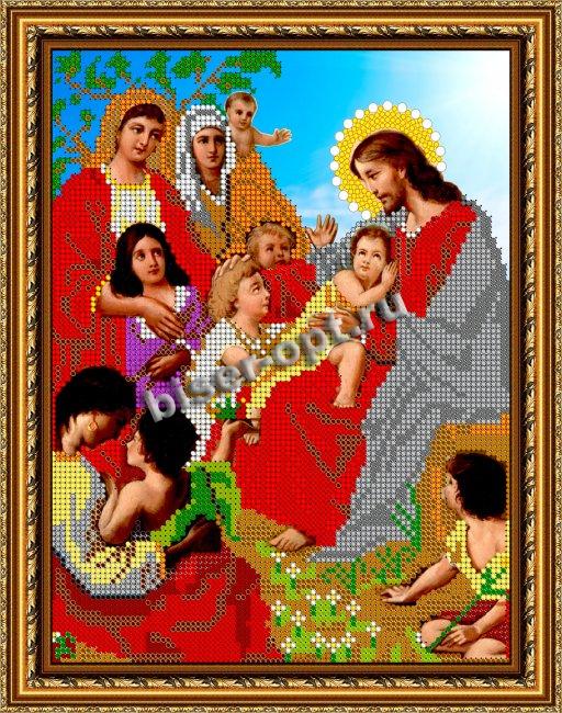 «Светлица» рисунок на ткани для вышивания бисером 437 «Беседа Иисуса с детьми» 19*24см (1шт) цвет:437