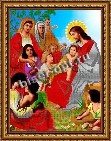 «Светлица» рисунок на ткани для вышивания бисером 437 «Беседа Иисуса с детьми» 19*24см (1шт) цвет:437