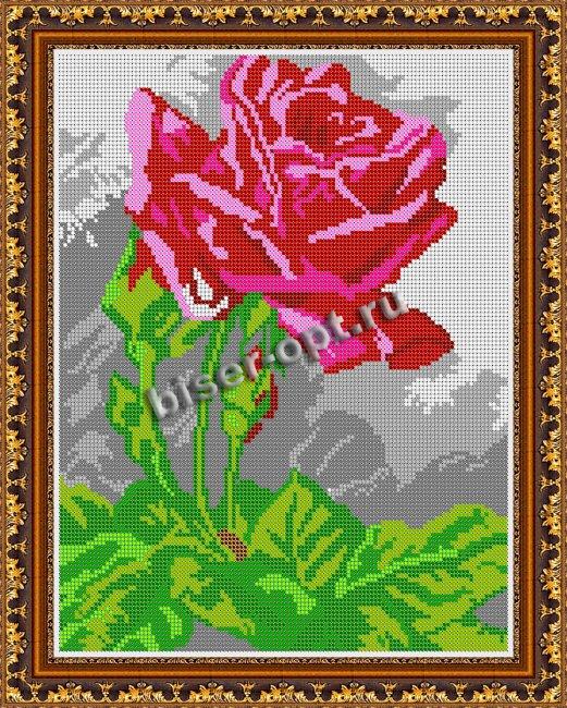 «Светлица» рисунок на ткани для вышивания бисером К-263 «Роза» 24*30см (1шт) цвет:К-263