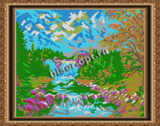 «Светлица» рисунок на ткани для вышивания бисером К-261П «Пейзаж с водопадом» 38*30см (1шт) цвет:К-261П