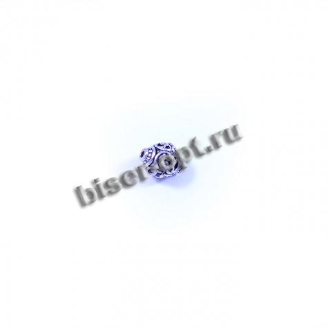 Бусина металл литье YJ-3778 14*12мм (5шт) цвет:никель