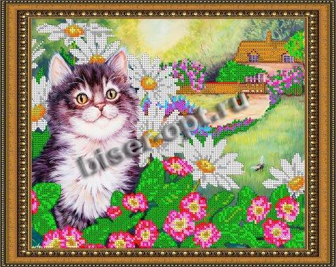 «Светлица» набор для вышивания бисером №333 «Радостный котенок» бисер Чехия 30*24см (1шт) цвет:333