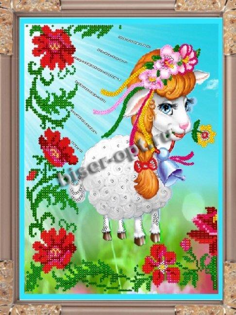 «Светлица» рисунок на ткани для вышивания бисером К-357 «Забавная овечка» 27,8*22,9см (1шт) цвет:К-357