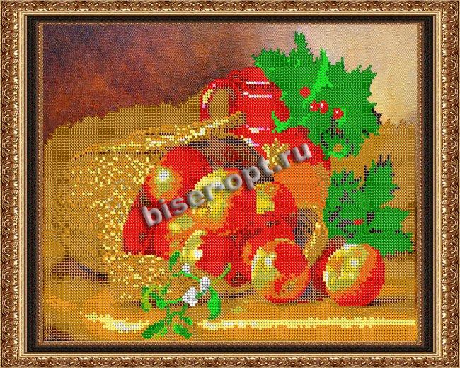 «Светлица» рисунок на ткани для вышивания бисером К-345 «Корзина с яблочками» 31,1*25,2см (1шт) цвет:К-345