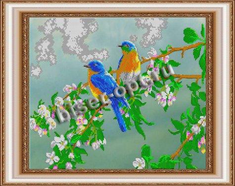 «Светлица» рисунок на ткани для вышивания бисером К-377 «Птички» 39,1*31,1см (1шт) цвет:К-377