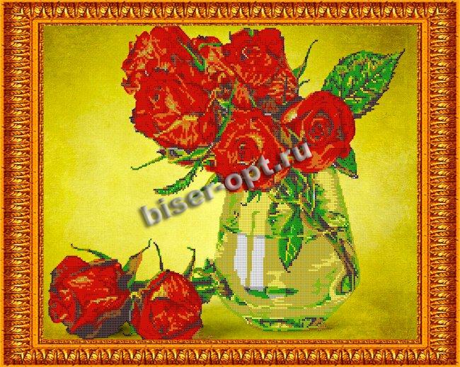 «Светлица» набор для вышивания бисером №394 «Алые розы» бисер Китай 48*38см (1шт) цвет:394